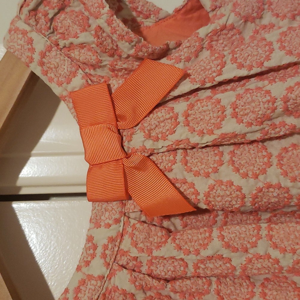 Girl cherokee 18m linen embroider dress pink tan w Bow * - Picture 2 of 6